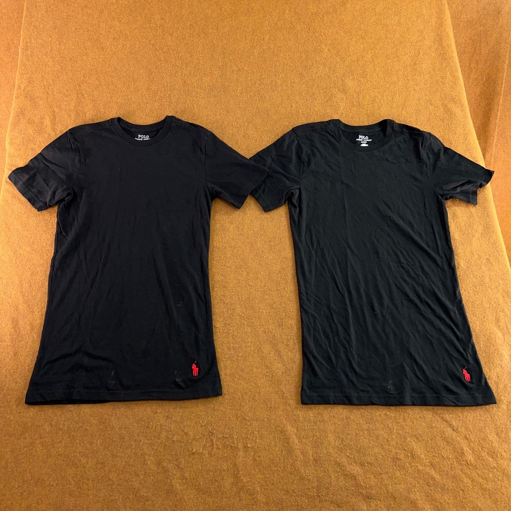 Polo Ralph Lauren Mens Small Black 2-Pack Slim Fit Pony Logo T-Shirts New *Flaw